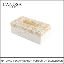 Golden Seashell Resin Tissue Box Cover for Hotels